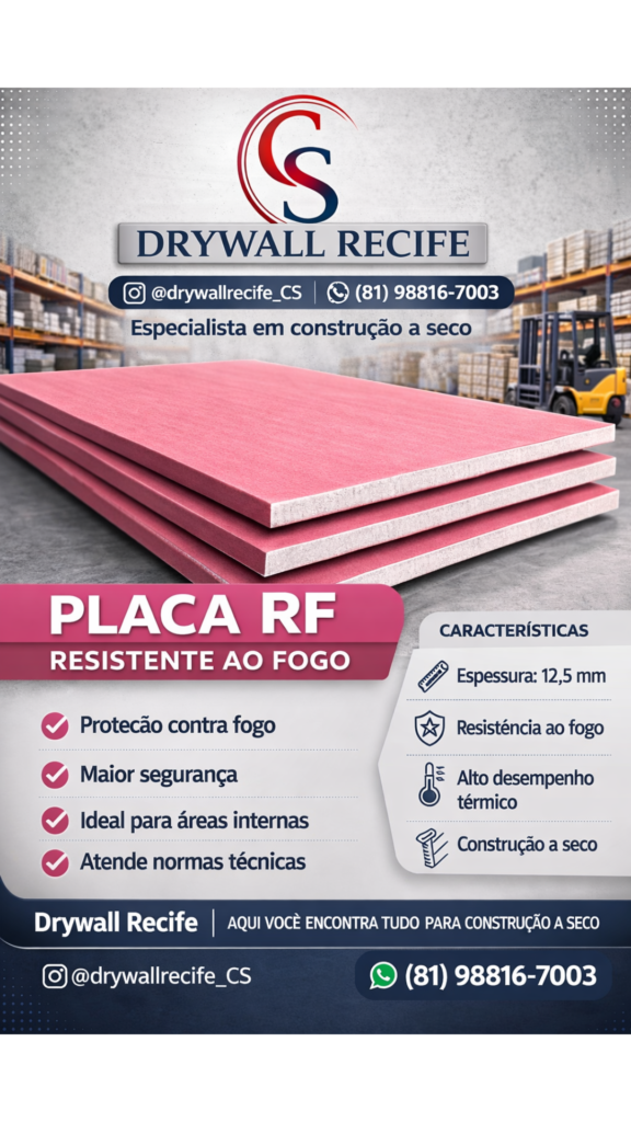 Placa RF Drywall Recife CS